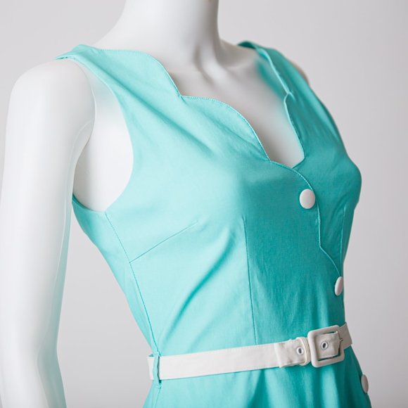 VooDoo Vixen Aqua pinup summer swing dress NWOT - Picture 8 of 10